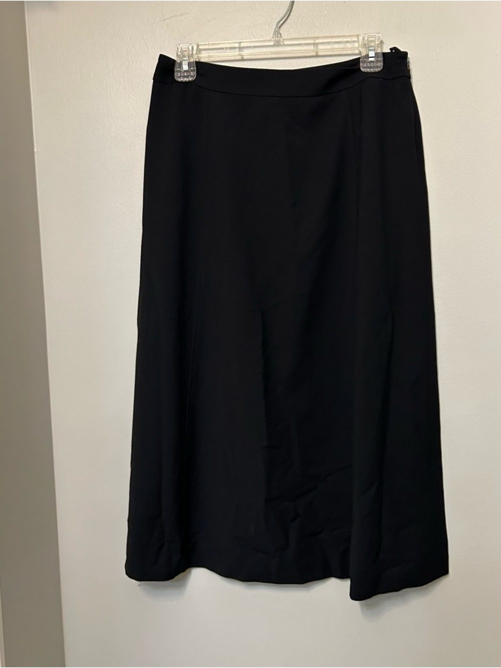 Talbots A-Line Midi Skirt Women’s 10 Flat Front petite Stretch Side Zip Black